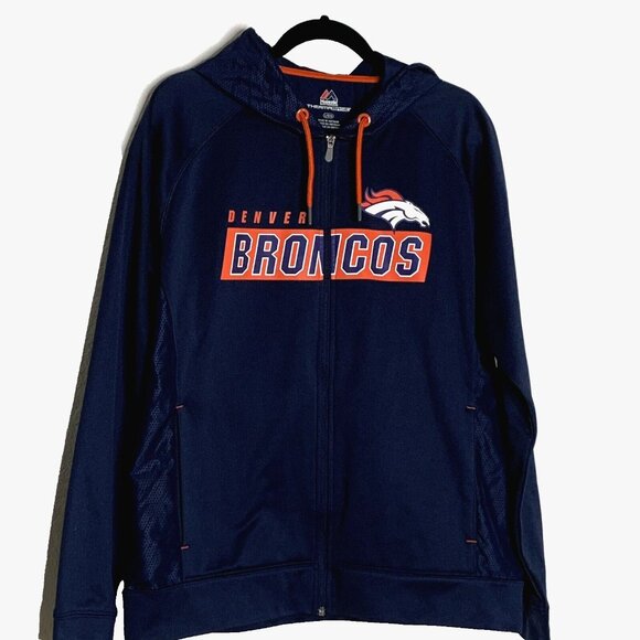 Denver Broncos Men's Majestic Therma Base Zip Hoodie Jacket Football Size L EUC - Picture 2 of 11